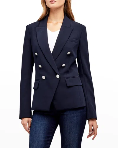 L Agence Kenzie Double-breasted Blazer In Midnight