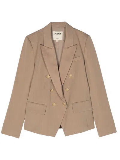 L Agence Kenzie Double-breasted Blazer In Neutrals
