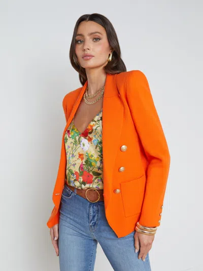 L Agence Kenzie Knit Blazer In Tangerine/gold