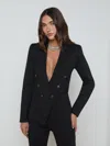 L Agence Kenzie Metallic Knit Blazer In Blackgunmetal Lurex
