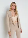 L Agence Kenzie Metallic Knit Blazer In Pale Khaki