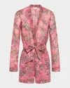L Agence Kesi Print Arabell Romper In Mauve Multi Kesi Print