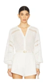 L'agence Kiera Lace-trim Balloon-sleeve Shirt In White
