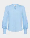 L Agence Kiera Ladder-trim Blouse In Light Blue Fog