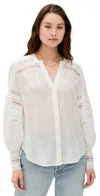L'agence Kiera Lace-trim Balloon-sleeve Shirt In White
