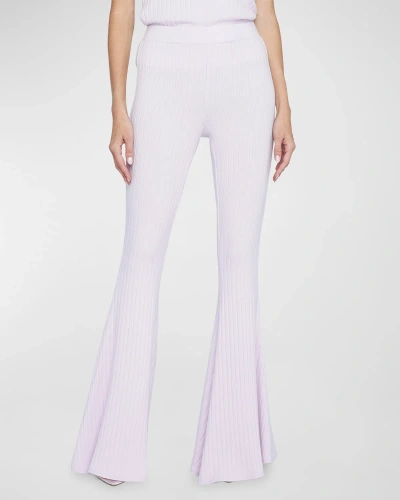 L Agence Kiki Flared Knit Pull-on Trousers In Lilac Snow