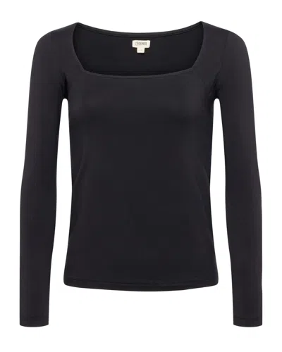 L Agence Kinley Long Sleeve Square Neck Top In Black