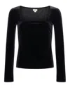 L AGENCE KINLEY LONG SLEEVE SQUARENECK TOP IN BLACK VELVET