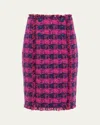 L Agence Kitty Tweed Pencil Skirt In Midnight Acai Ruby Tweed