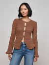 L Agence Kiva Knit Cardigan In Brown