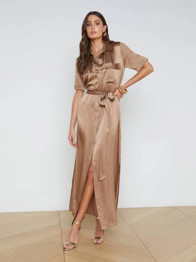 L Agence Klement Silk Shirt Dress In Multi