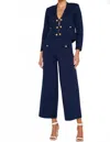 L'agence Knit Wide Leg Pant In Midnight/gold In Blue