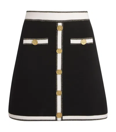 L Agence Knitted Emi Mini Skirt In Black/white