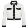 L Agence Koda Colorblock Crop Jacket In White/black In Multi