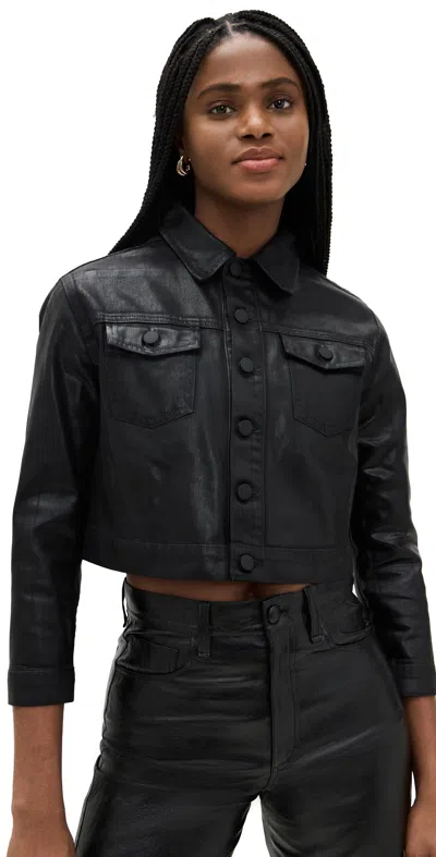 L Agence Koda Crop Jacket Noir Coated
