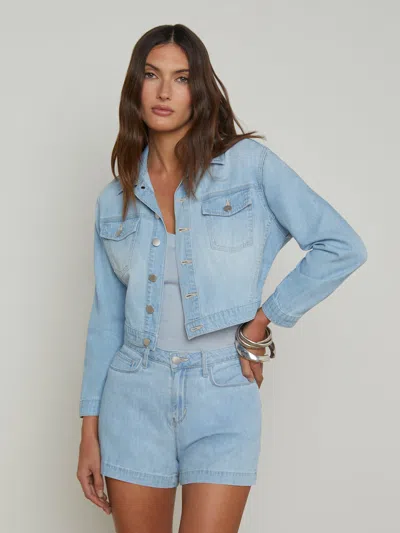 L Agence Koda Cropped Chambray Jacket In Dakota