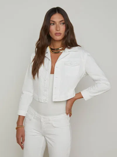 L Agence Koda Cropped Denim Jacket In Blanc
