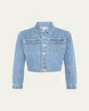 L Agence Koda Cropped Denim Jacket In Fontana