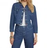L'agence Koda Cropped Denim Jacket In Spokane In Blue