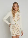 L Agence Kota Jacquard Cardigan In Bone/cappuccino