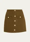 L Agence Kris Denim Mini Skirt In Olive Grove