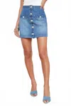 L Agence Kris Button Front Mini Skirt In Olympia In Blue
