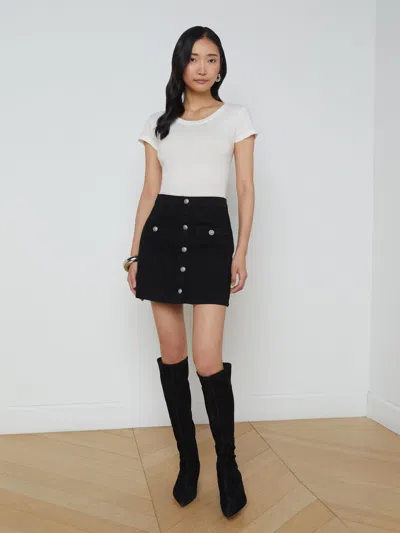L Agence Kris Denim Mini Skirt In Noir