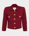 L Agence Kumi Cropped Fitted Jacket In Burgundy