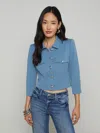 L Agence Kumi Cropped Jacket In Blue Mist
