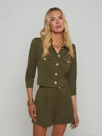 L Agence Kumi Cropped Jacket In Ivy Green
