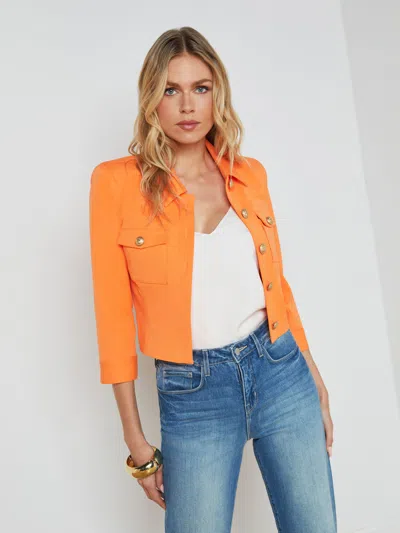 L Agence Kumi Cropped Jacket In Neon Tangerine
