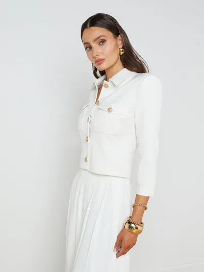 L Agence Kumi Cropped Jacket In White