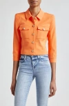 L Agence L'agence Kumi Button Front Crop Jacket In Neon Tangerine