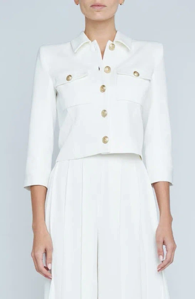 L Agence Kumi Cropped Jacket In White