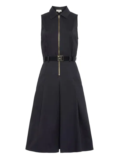 L'agence Kylo Belted Shirt Dress Black In Animal Print