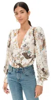 L Agence Tapestry Jungle Kyoto Voluminous-sleeve Bodysuit In Ecr Mt Tapestry Jungle