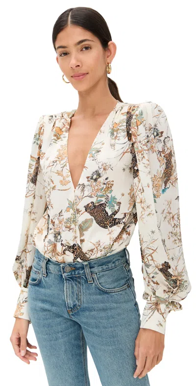 L AGENCE KYOTO SLEEVE BODYSUIT ECR MT TAPESTRY JUNGLE