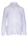 L'agence Adalee Lace Trim Button-up Shirt In White
