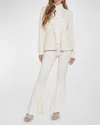 L'agence Fine-knit Single-breasted Blazer In Porcelain