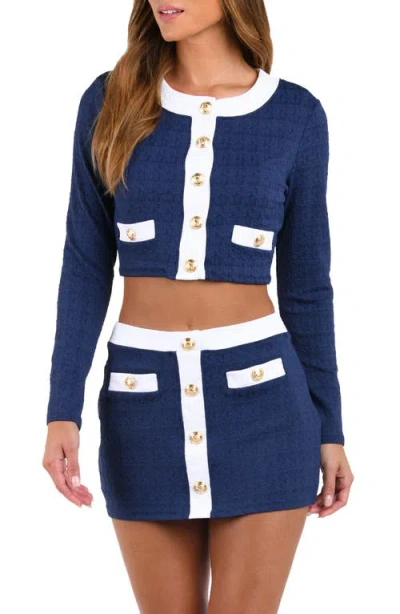 L Agence L'agence Adaline Colorblock Crop Rashguard In Marine
