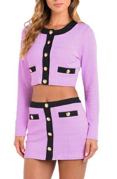 L Agence L'agence Adaline Colorblock Crop Rashguard In Purple