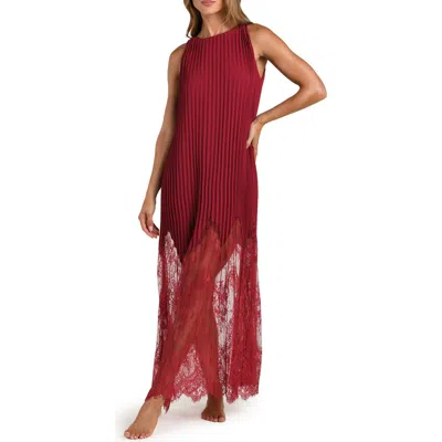 L Agence L'agence Adalynn Lace Trim Cover-up Maxi Dress In Red
