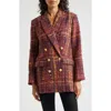 L Agence Aimee Tweed Blazer In Red/pink Multi