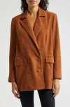 L'agence Aimee Suede Blazer In Cognac