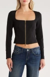 L Agence Ainslee Zip-front Top In Black