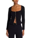L Agence Ainslee Zip-front Top In Black