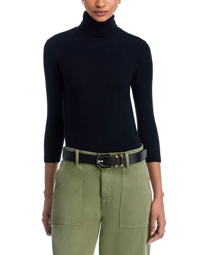L Agence L'agence Aja 3/4 Sleeve Turtleneck Tee In Black