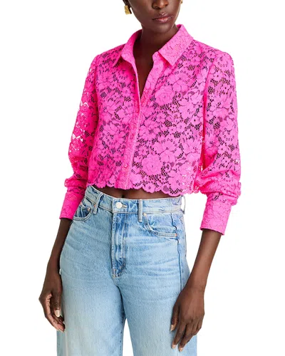 L Agence L'agence Akemi Cropped Button Front Top In Pink Glo