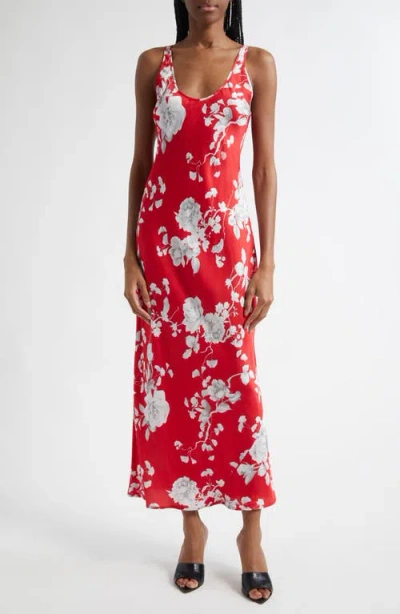 L Agence L'agence Akiya Floral Sleeveless Silk Satin Maxi Dress