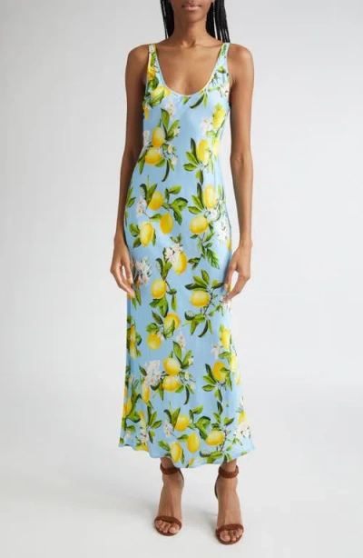 L AGENCE L'AGENCE AKIYA LEMON PRINT SATIN TANK DRESS